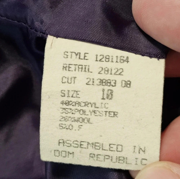 Vintage 80s Koret Purple Tweed Wool Blazer Sz 10 Preppy Career Academia Chic - Picture 5 of 7